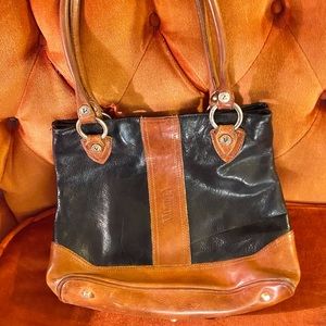 Vintage Valentina Italian Leather Two-tone Handbag